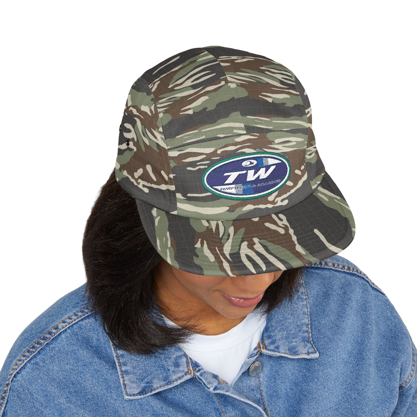 Embroidered 5-Panel Cap — TW Surf Patch Hat