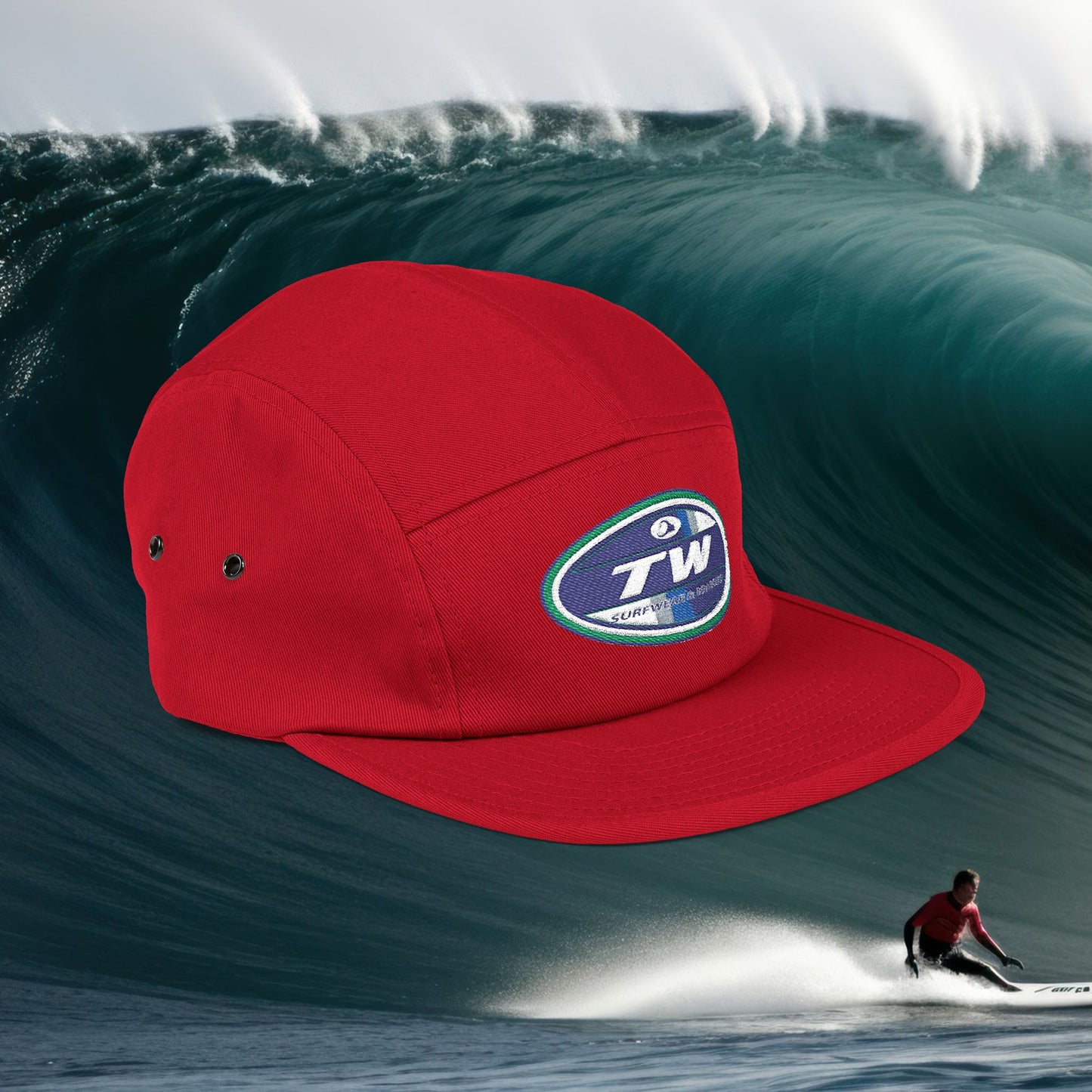 Embroidered 5-Panel Cap — TW Surf Patch Hat