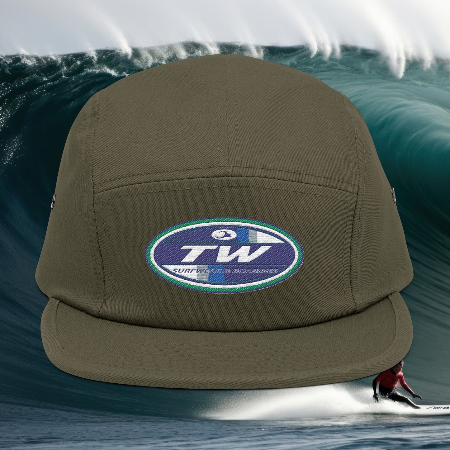 Embroidered 5-Panel Cap — TW Surf Patch Hat
