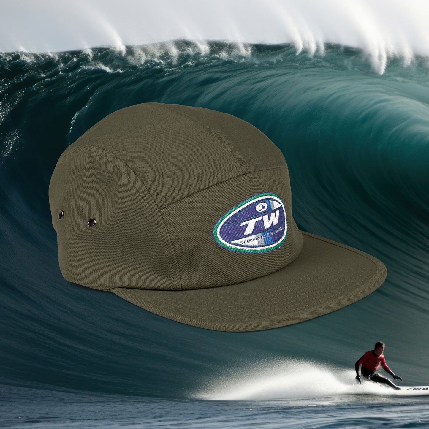 Embroidered 5-Panel Cap — TW Surf Patch Hat