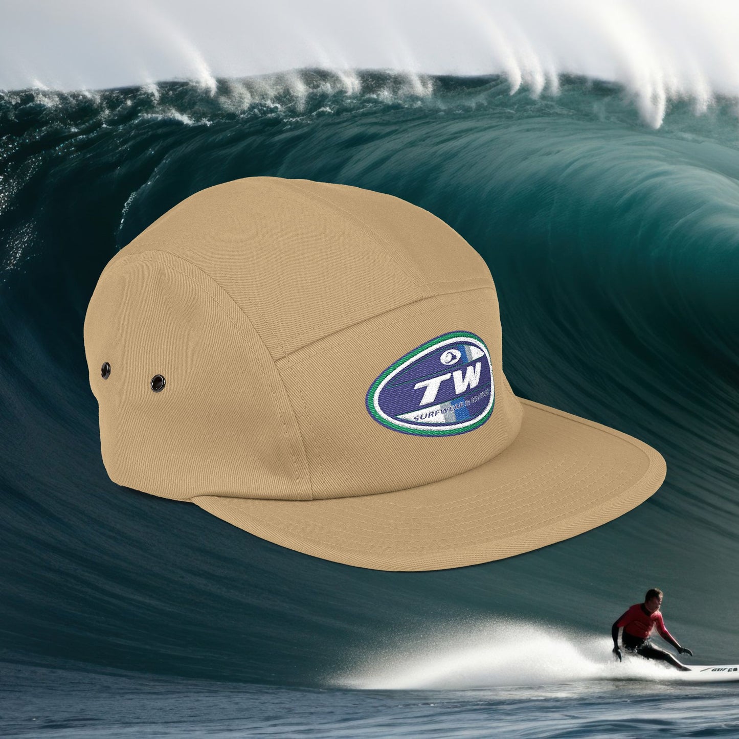 Embroidered 5-Panel Cap — TW Surf Patch Hat