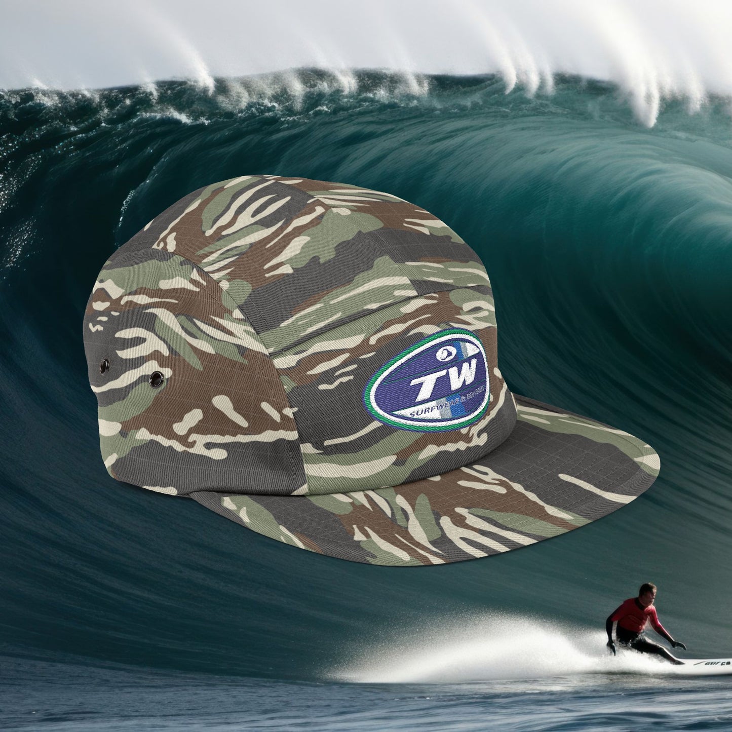 Embroidered 5-Panel Cap — TW Surf Patch Hat