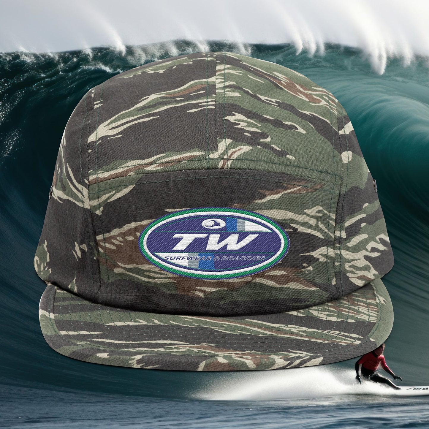 Embroidered 5-Panel Cap — TW Surf Patch Hat