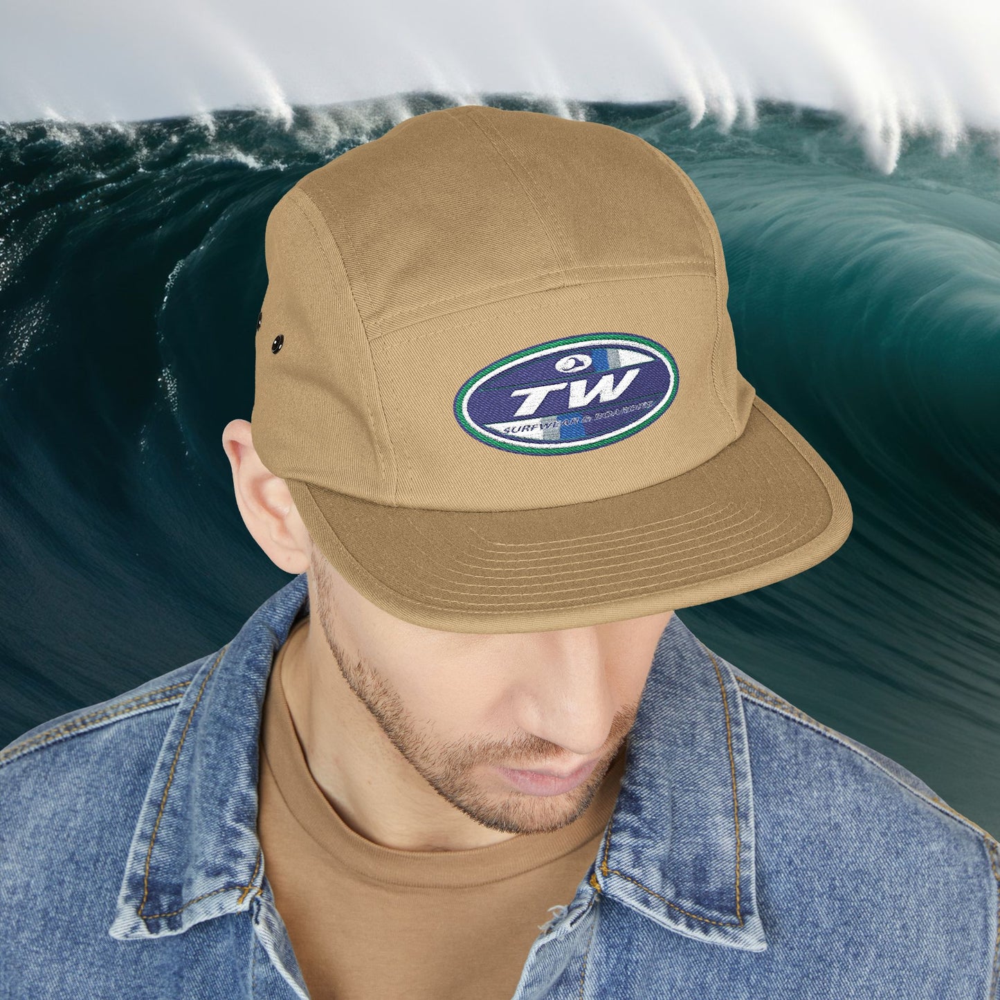 Embroidered 5-Panel Cap — TW Surf Patch Hat