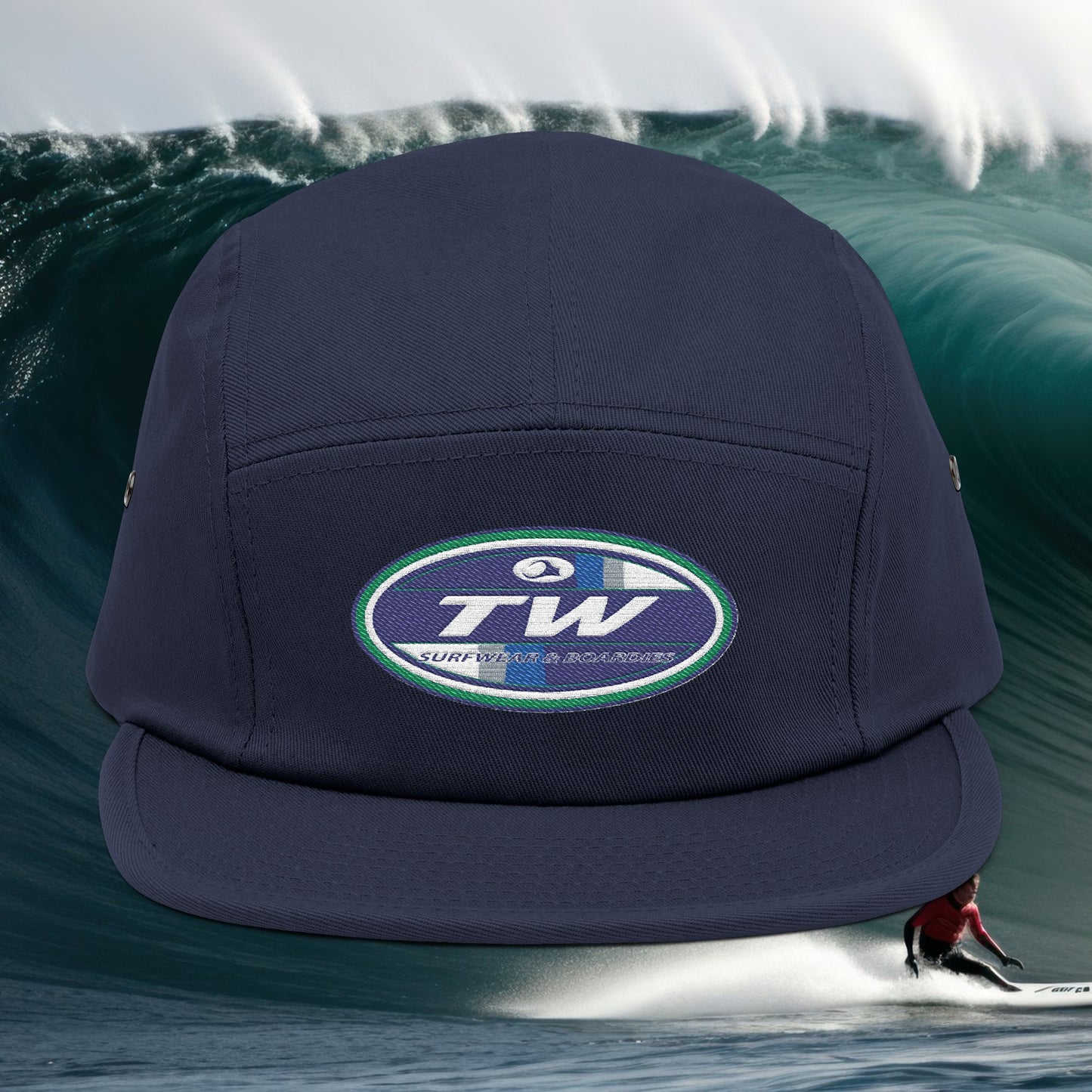 Embroidered 5-Panel Cap — TW Surf Patch Hat