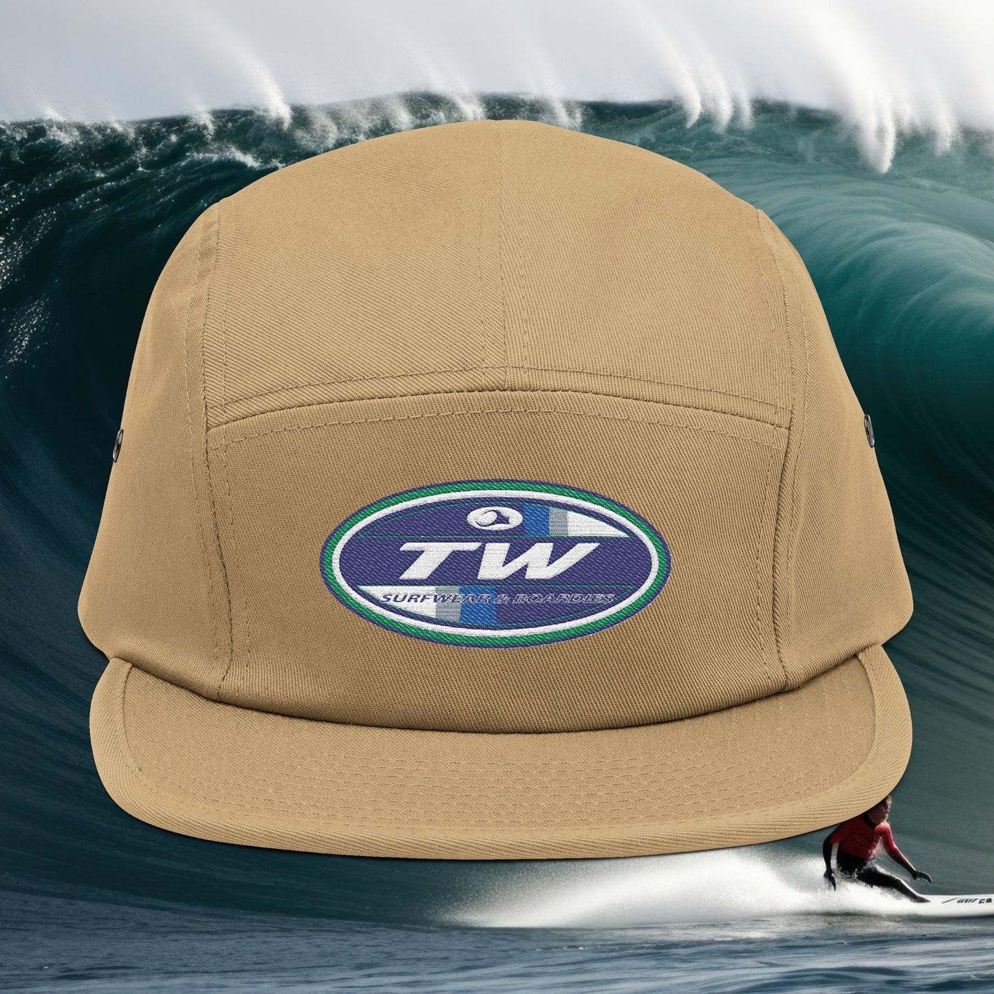 Embroidered 5-Panel Cap — TW Surf Patch Hat