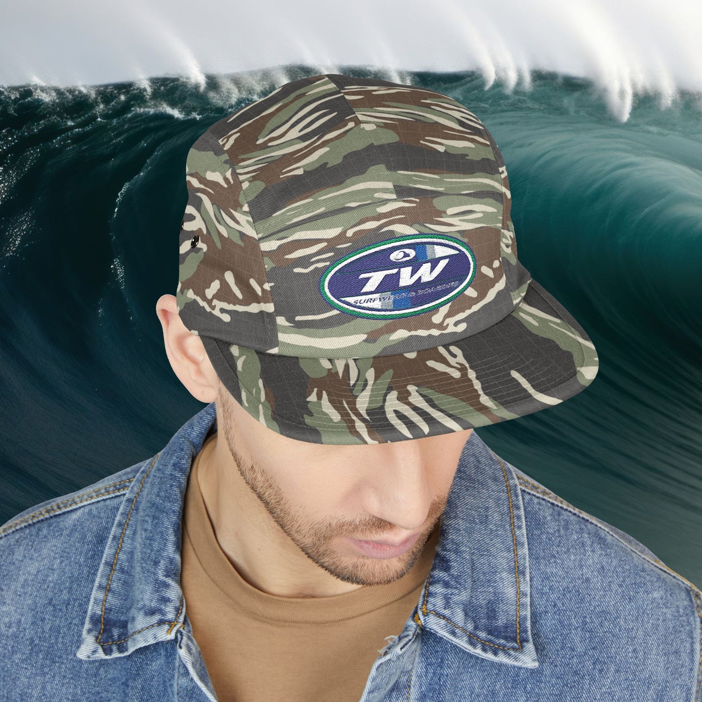 Embroidered 5-Panel Cap — TW Surf Patch Hat