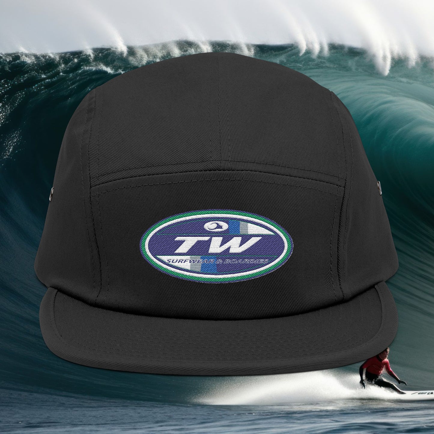 Embroidered 5-Panel Cap — TW Surf Patch Hat