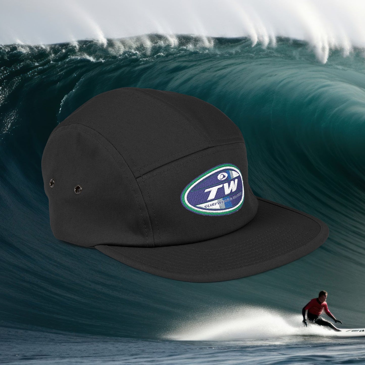Embroidered 5-Panel Cap — TW Surf Patch Hat