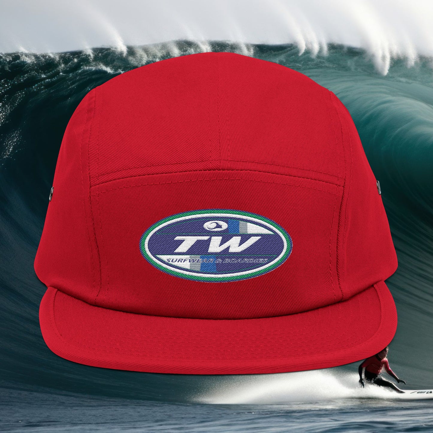 Embroidered 5-Panel Cap — TW Surf Patch Hat