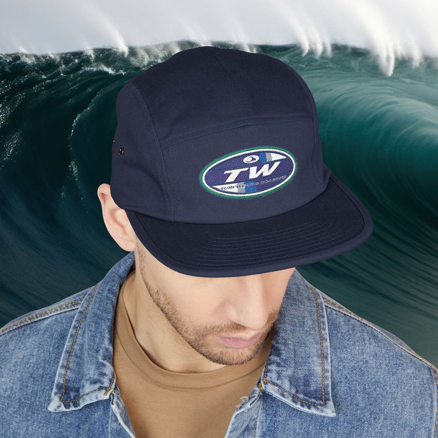 Embroidered 5-Panel Cap — TW Surf Patch Hat
